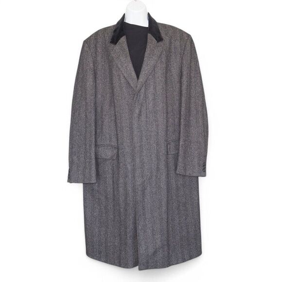 Bancroft New York Lambswool Abraham Moon Herringbone Tweed Overcoat Men's 44R